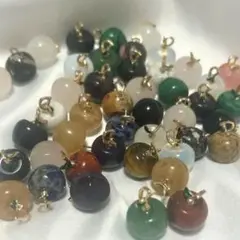 天然石 りんご チャーム 46個