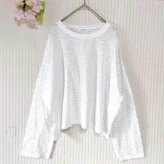 【良品】 LEPSIM シアー シャツ トップス ボーダー 長袖 薄手 ゆったり