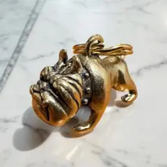真鍮　闘牛犬　ブル　キーホルダー　キーリング