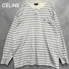 90s セリーヌ　CELINE トリオンフロゴ　刺繍ロゴ入りボーダーTシャツ