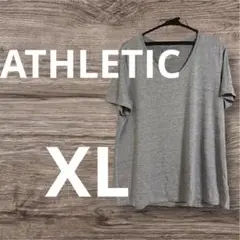 匿名配送✨ATHLETIC グレー Vネック Tシャツ XL