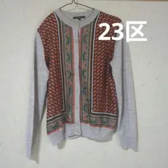 23区　薄手ニジュウサンクスカーフパネルプリントカーディガン　40