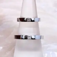 ★HARRY WINSTON★ プリンセスカット 結婚指輪 ペア PT950
