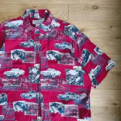 BOCA CLASSICS 総柄　車柄コットンシャツ　アメ車　ボタンダウン