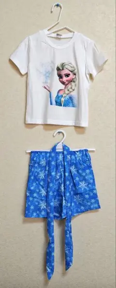 アナ雪エルサ　Tシャツ×ショートパンツ　2点セット　5Y 104-110cm