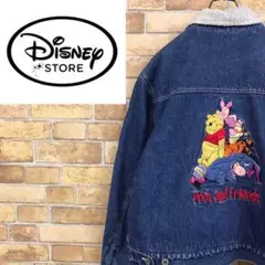 ディズニー デニムジャケット Gジャン 裏地ボア くまのプーさん 刺繍 古着