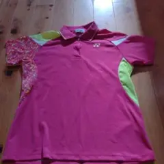 訳ありYONEX ピンク×イエロー　ポロシャツ Мサイズ　バドミントン