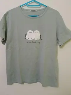 シマエナガイラスト付きグレーTシャツ