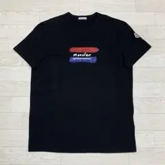 〔美品〕MONCLER ペイント　M刺繍ワッペン　ブラック Tシャツ　4S514