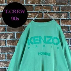 【希少】ケンゾー 90s バックプリント デカロゴ グリーン 長袖 スウェット