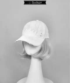 ディムモアール ロゴ刺繍ダメージCAP Dimmoire ロゴ刺繍ダメージCAP 【White】