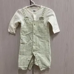 グリーンチェックロンパース
