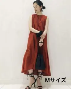 極美品！！【UNIQLO】ノースリーブ　ロングワンピース　サイズM オレンジ