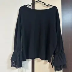 Clette レース付きオフショルダーブラウス Mサイズ 黒