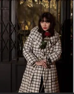 Loop Yarn Tweed Belted Down Coat S