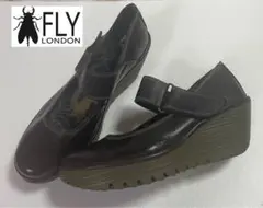 FLY LONDON コンフォート ウエッジ 厚底 ストラップ レザーシューズ