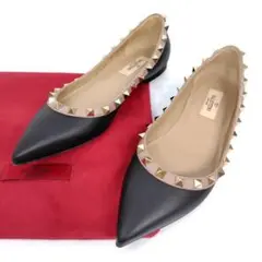 美品 VALENTINO ヴァレンティノ フラットシューズ ピンク エナメル Pink ピンク系 24cm VALENTINO(ヴァレンティノ) フラット