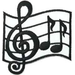 ワッペン 音符 楽譜 音楽 ミュージック ピアノ アイロン アップリケ 送料無料