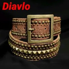 未使用 00s　Diavlo　ゴールドスタッズ エイジング加工本革レザーベルト