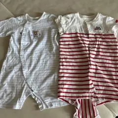 ミキハウス　半袖Tシャツロンパース　2枚セット　前開き　男の子　夏
