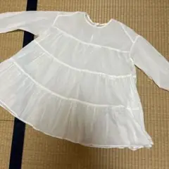 美品GUホワイト ティアード シャツS ふんわり