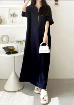 GeeRA ハーフジップＴシャツワンピース