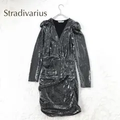 ストラディバリウス パフショルダー スパンコール ワンピース（S）光沢パーティー