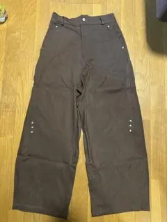 変形ワイドパンツ　スラックス　ブラウン　スタッズ　archive y2