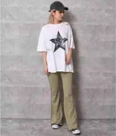 アナップ　ANAP 星　ビックTシャツ　ホワイト　フリーサイズ　綿100%