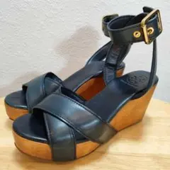 TORY BURCH トリーバーチ レザー サンダル 6M 約 23cm ネイビ