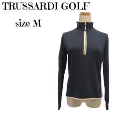 TRUSSARDI GOLF ハーフジップ ポロシャツ　長袖 M ブラック