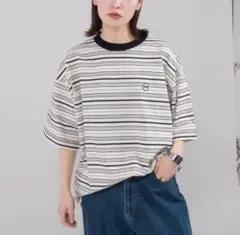 ワンポイント刺繍ボーダーTシャツ