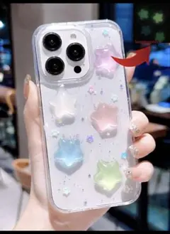 新品 SHEIN iPhoneケース iPhone14Pro 星 カラフル 透明