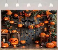 ハロウィン　かぼちゃ　コウモリ　布　背景　撮影　フォトブース　トリミング　秋
