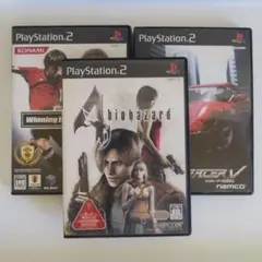 PS2 ゲームセット バイオハザード リッジレーサーV ウイニングイレブン10