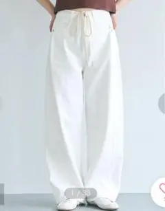 coca デニム紐付きワイドパンツ　ホワイト　S 新品未使用タグ付き　完売