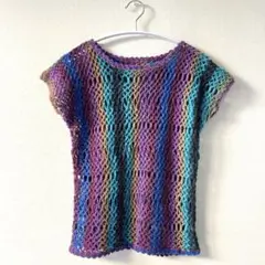 ハンドメイド　かぎ針編み　ニット　カットソー