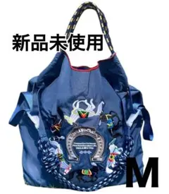 新品未使用　馬刺繍　エコバッグ Mサイズ ブルー