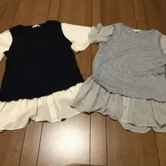 THE SHOP TK 異素材トップス2着セット