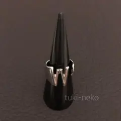 ❤W❤シルバー イニシャル アルファベット フリーリング 男女兼用 ユニセックス