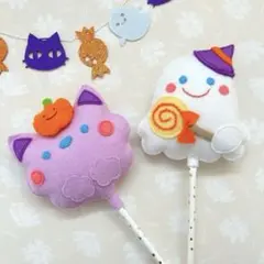 ハロウィン　おばけ　猫　フォトプロップス　フェルトおもちゃ