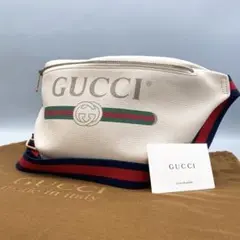 ✨未使用級✨GUCCI ボディバッグ プリントロゴ シェリーライン レザー 白