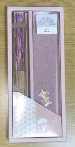 6)【新品】扇子・差し袋セット　分銅繋ネコ　ピンク色