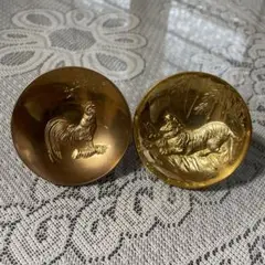 干支 24KGP 金小皿 2点セット 鶏・虎モチーフ