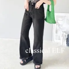 classical ELF 裾フリンジセミフレアデニムパンツ CE0900004