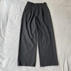 【ユニクロ】タックワイドパンツ ストレート 無地 シンプル S