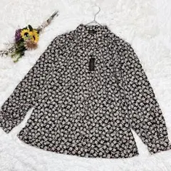 新品✨【MILD GAPPUCCI】 小花柄　長袖ブラウス　パール　ブラック　F