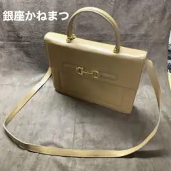 ★銀座かねまつ ハンドバッグ ショルダーバッグ レザー ベージュ