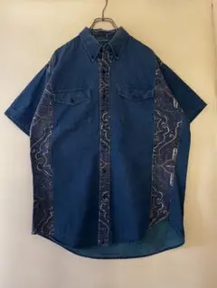No.4277 US古着USA製 Ruddock デニム切替シャツ