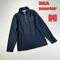 【BEA master】ハーフジップトレーナー　ロゴ刺繍　黒